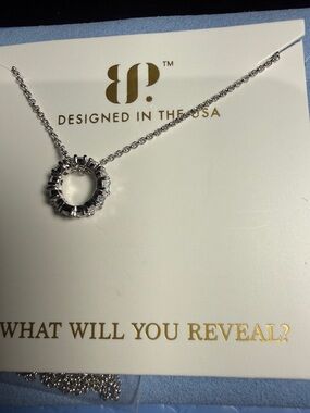 Silver Crystal Circle Pendant Necklace - Designed in the USA